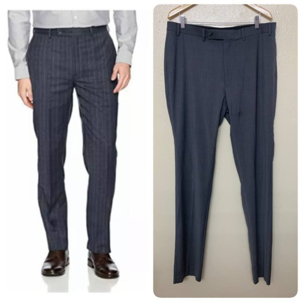Calvin Klein Mabry Pinstrip Slim Fit Dress Pants 44Long 37W Gray